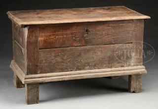 Appraisal: IMPORTANT PILGRIM CENTURY OAK SIX BOARD CHEST IMPORTANT PILGRIM CENTURY