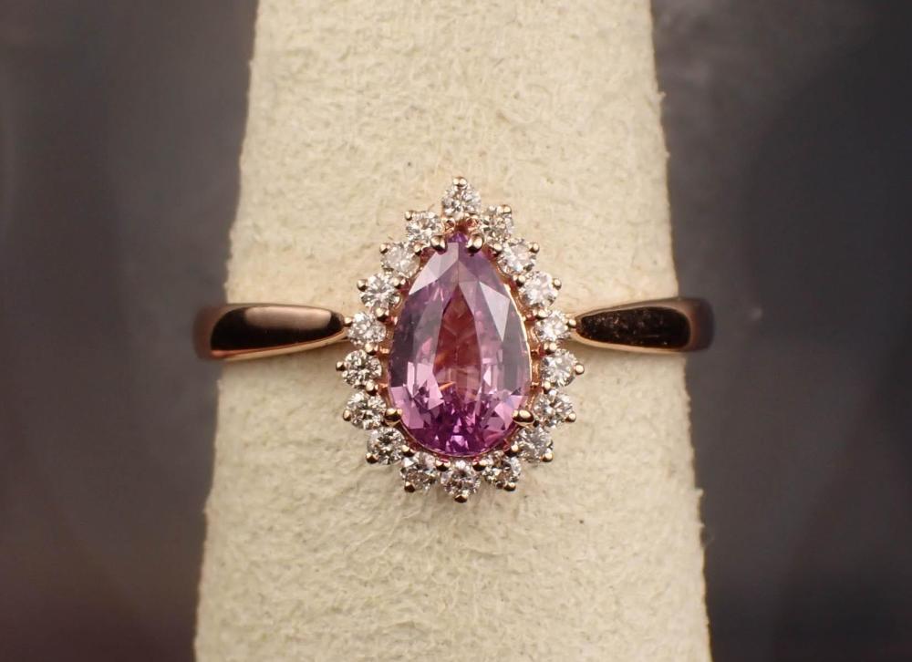 Appraisal: PURPLE SAPPHIRE DIAMOND AND FOURTEEN KARAT GOLD RING with Gem