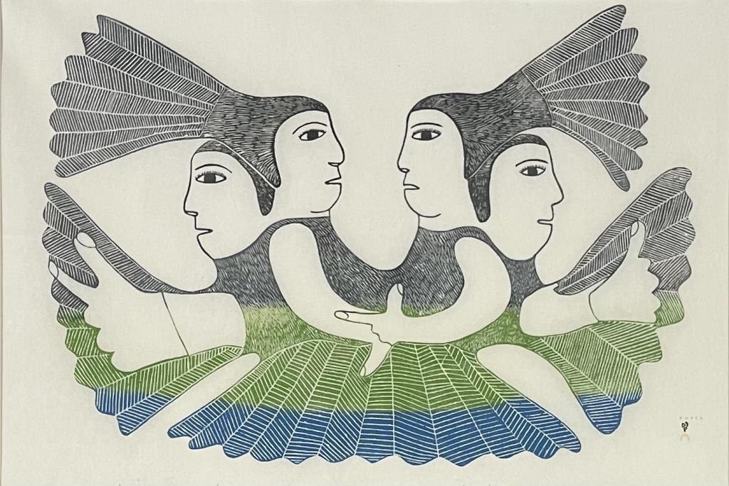 Appraisal: Ashevak Kenojuak Stonecut Sea Maids Signed Numbered Good condition Frame