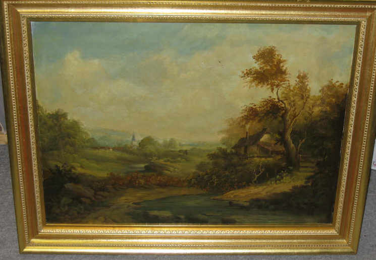 Appraisal: CHARLES BAKER AMERICAN - Rolling landscape with cottage in foreground