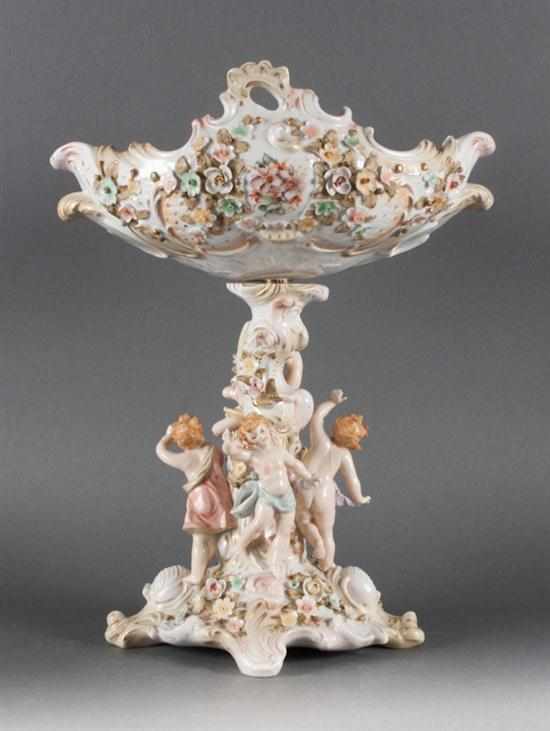 Appraisal: Sitzendorf porcelain figural compote late th century two parts top