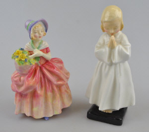 Appraisal: Two Royal Doulton figurines 'Bedtime' HN and 'Cissie' HN