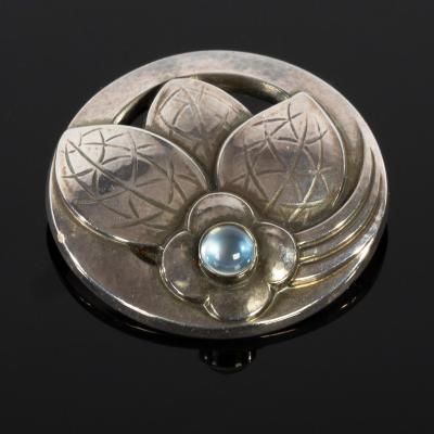 Appraisal: Georg Jensen a Danish silver and moonstone brooch no circa