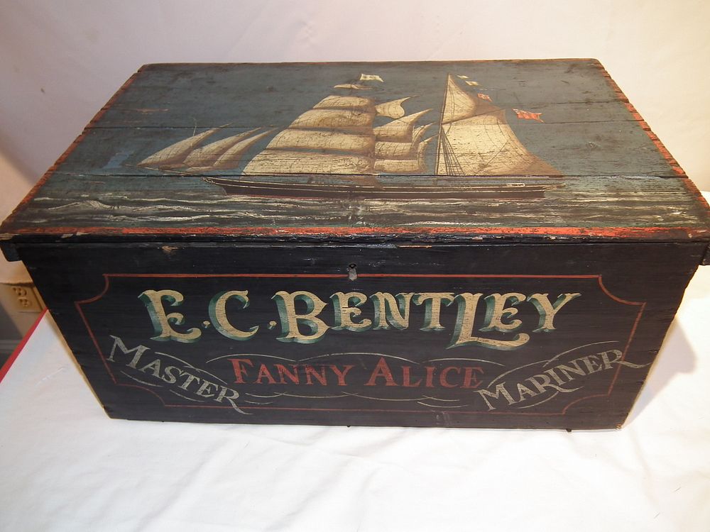 Appraisal: TH C SHIPS TRUNK BENTLEY th century pin lift top