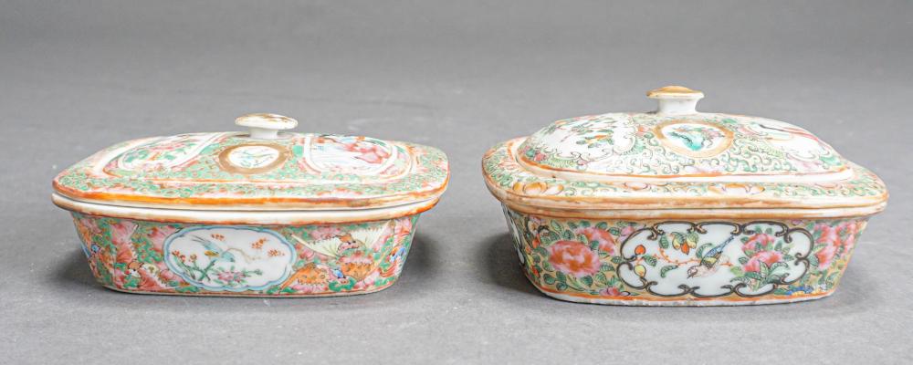 Appraisal: PAIR OF CHINESE EXPORT ROSE MEDALLION COVERED SOAP DISHES WITH