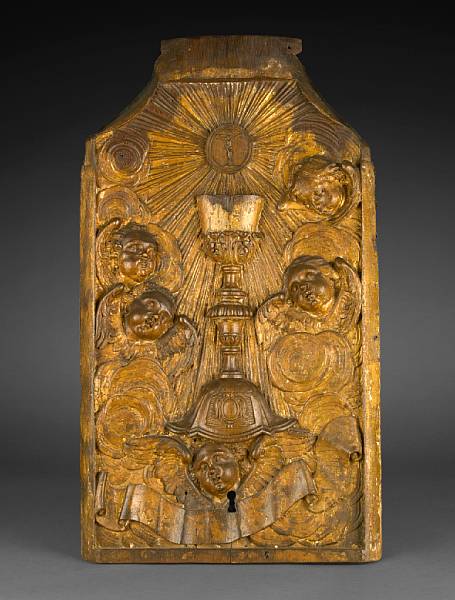 Appraisal: A French parcel gilt relief panel of the Eucharist th