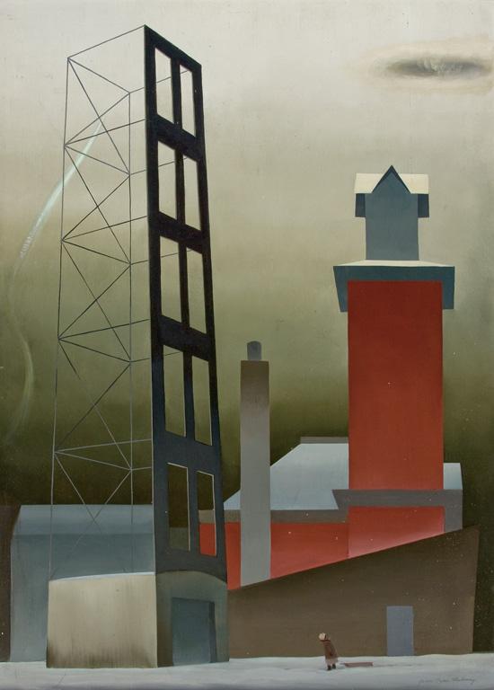 Appraisal: JAMES OWEN MAHONEY American - Fire Tower Ithaca oil on