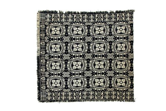 Appraisal: JACQUARD COVERLET Unsigned American - wool and cotton Two-piece Beiderwand