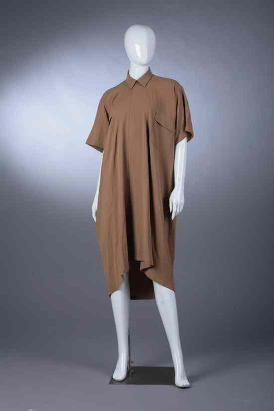 Appraisal: YOHJI YAMANOTO KHAKI WOOL BELTED DRESS s