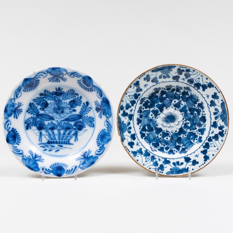 Appraisal: Two Blue and White Delft Plates Unmarked in diam Condition