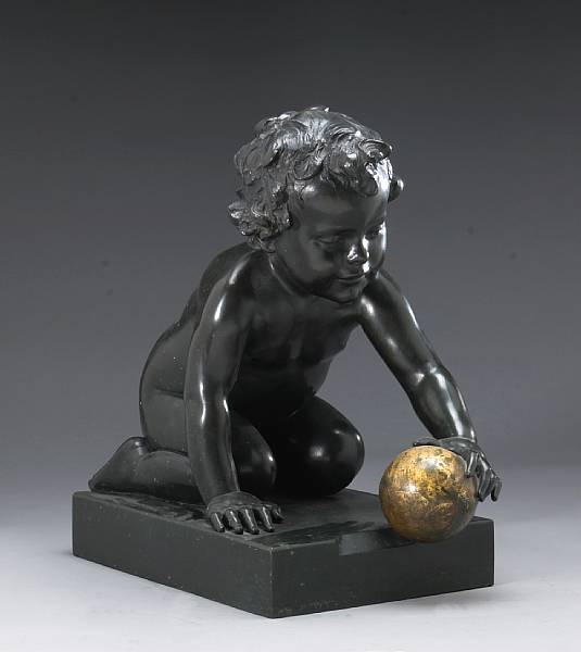 Appraisal: A German patinated and gilt bronze figure of a child