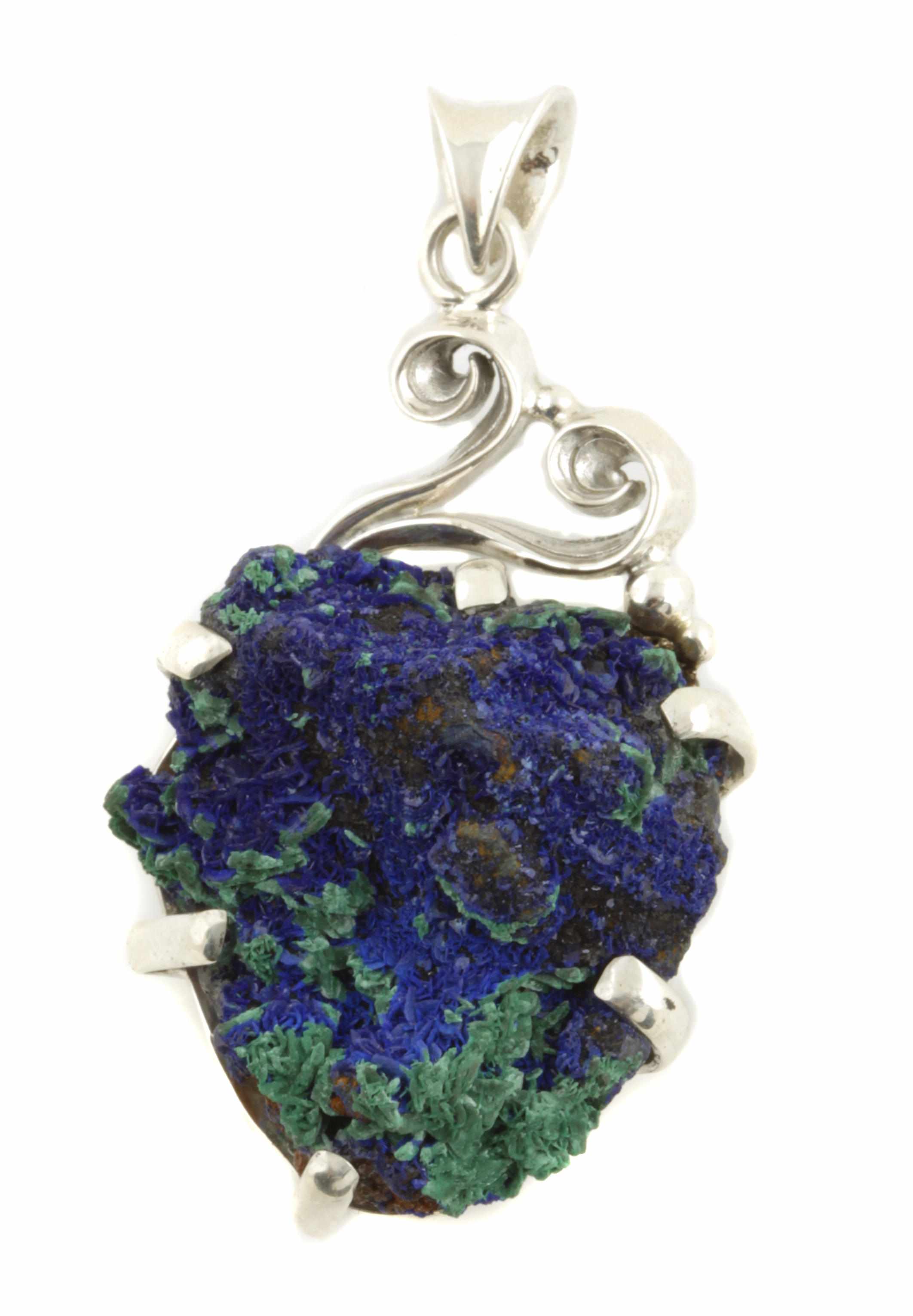 Appraisal: Azur-malachite Specimen Mounted as a Pendant Sure to be a