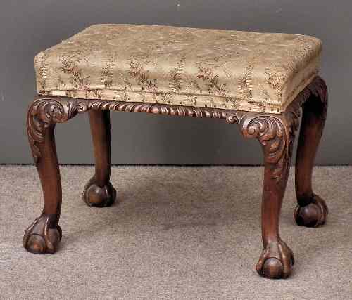 Appraisal: A mahogany rectangular stool of Georgian design on cabriole legs