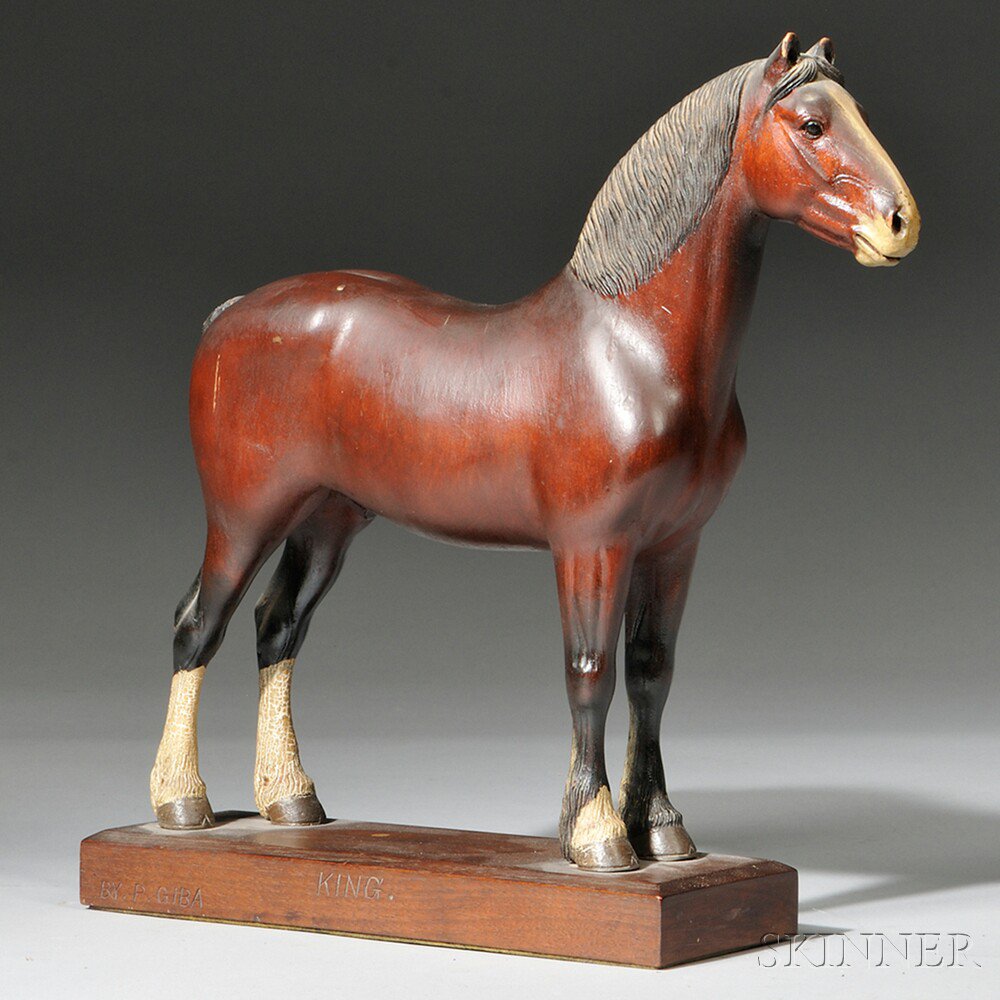 Appraisal: Carved and Painted Portrait of the Quarterhorse King America early