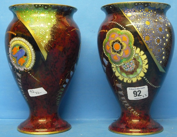 Appraisal: Pair Good Carltonware Vases decorated in the Bell design height