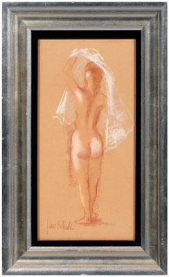 Appraisal: Jan de Ruth drawing New York - standing nude with