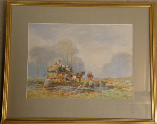 Appraisal: J B Noel watercolour figures in a field signed and