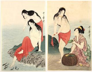 Appraisal: Group of Japanese Woodblock Prints Utamaro Hiroshige lot of Group