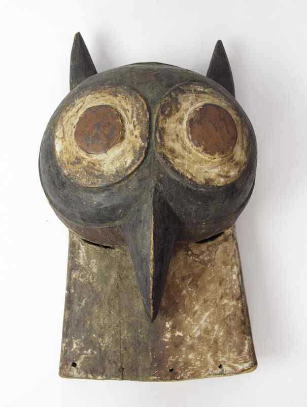 Appraisal: AFRICAN OWL MASK Baule Ivory Coast approx '' x ''