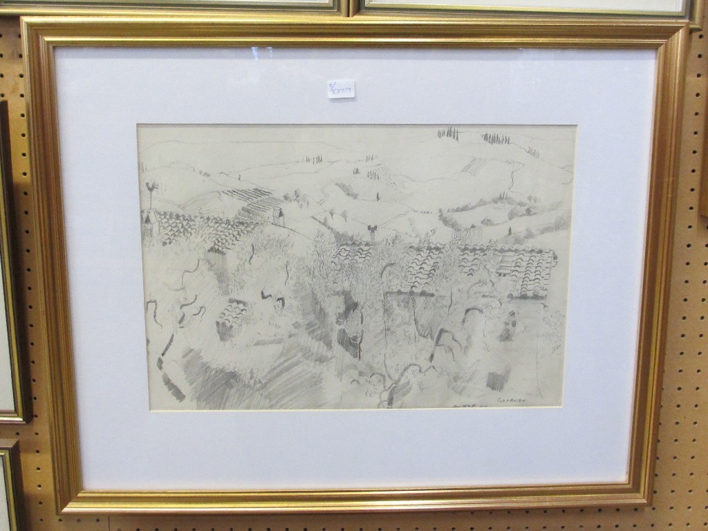 Appraisal: ALEXANDRA GARDNER Chalk drawing 'Italian Landscape' signed and dedicated recto