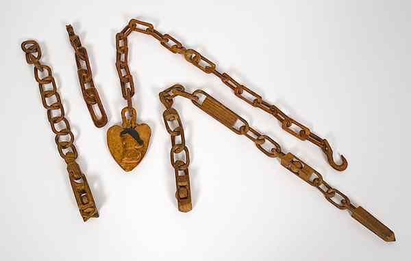 Appraisal: Group of Folk Art Carved Whimsy Chains American A group