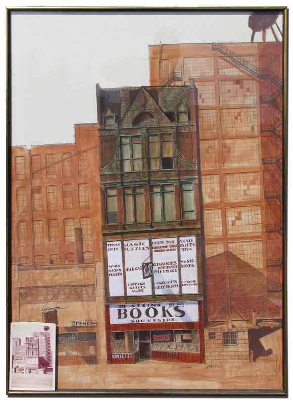 Appraisal: ROSSI John American th Century Chicago street scene ''Book Store''