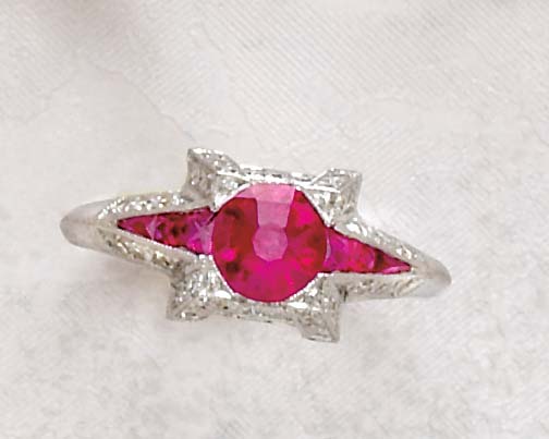 Appraisal: RUBY AND DIAMOND RING k white gold ruby and diamond