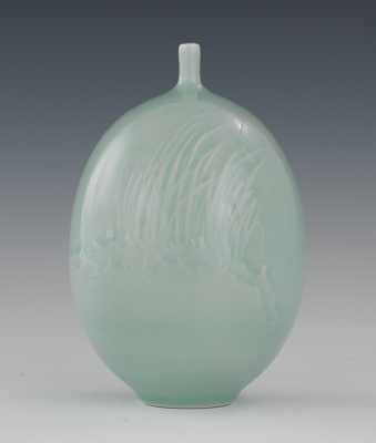 Appraisal: th Century Celadon Porcelain Bottle Vase The graceful bottle base