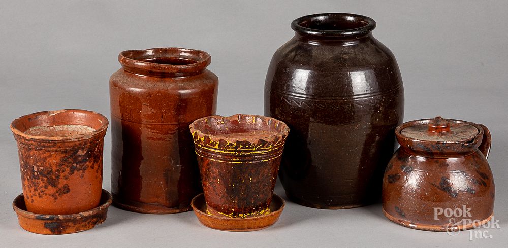 Appraisal: Two redware crocks th c Two redware crocks th c