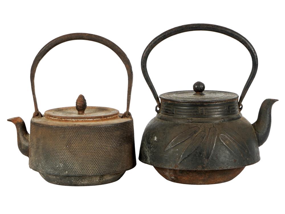 Appraisal: TWO ASSORTED JAPANESE IRON TEAPOTSCondition each with heavy oxidation one