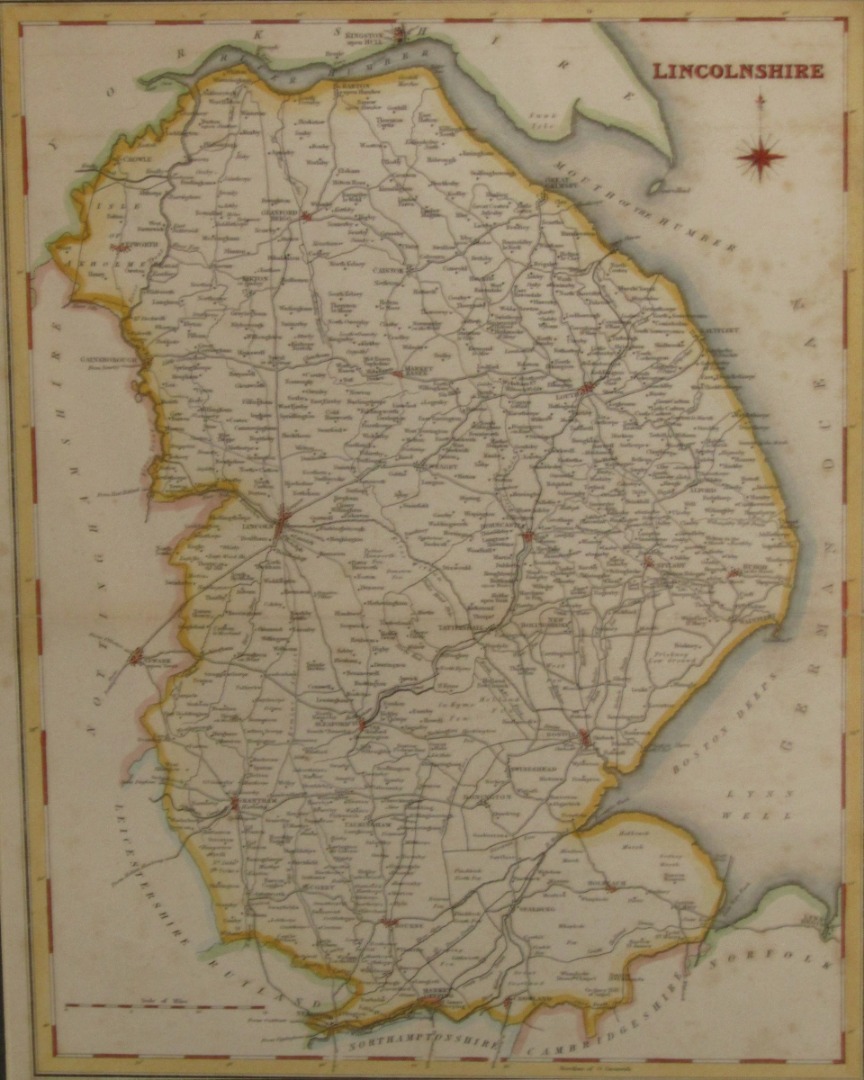 Appraisal: J C Walker Map of Lincolnshire hand coloured engraving for