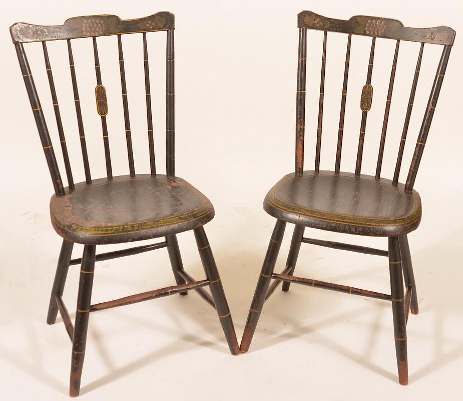 Appraisal: Pair of Windsor Bamboo Turned Side chairs Pair of Windsor