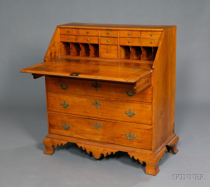 Appraisal: Chippendale Maple Slant-lid Desk probably Colchester Connecticut area late th