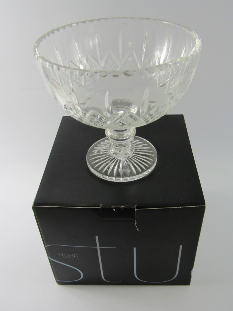 Appraisal: A Stuart crystal cut glass pedestal fruit bowl decorated in