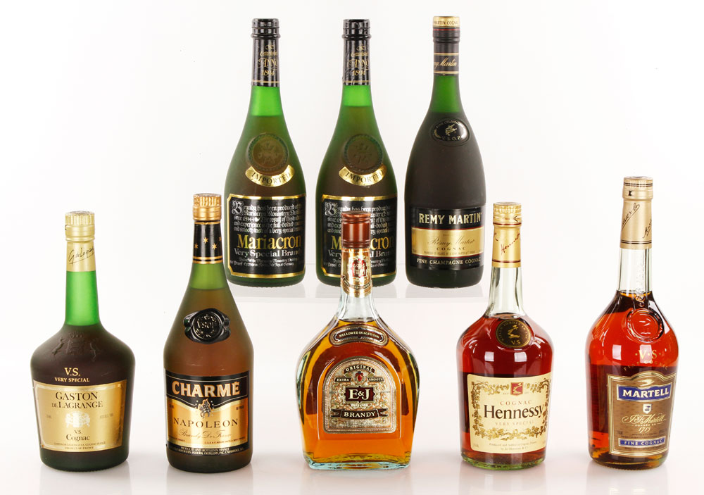 Appraisal: - Assorted Brandies and Cognacs Eight bottles of brandy and