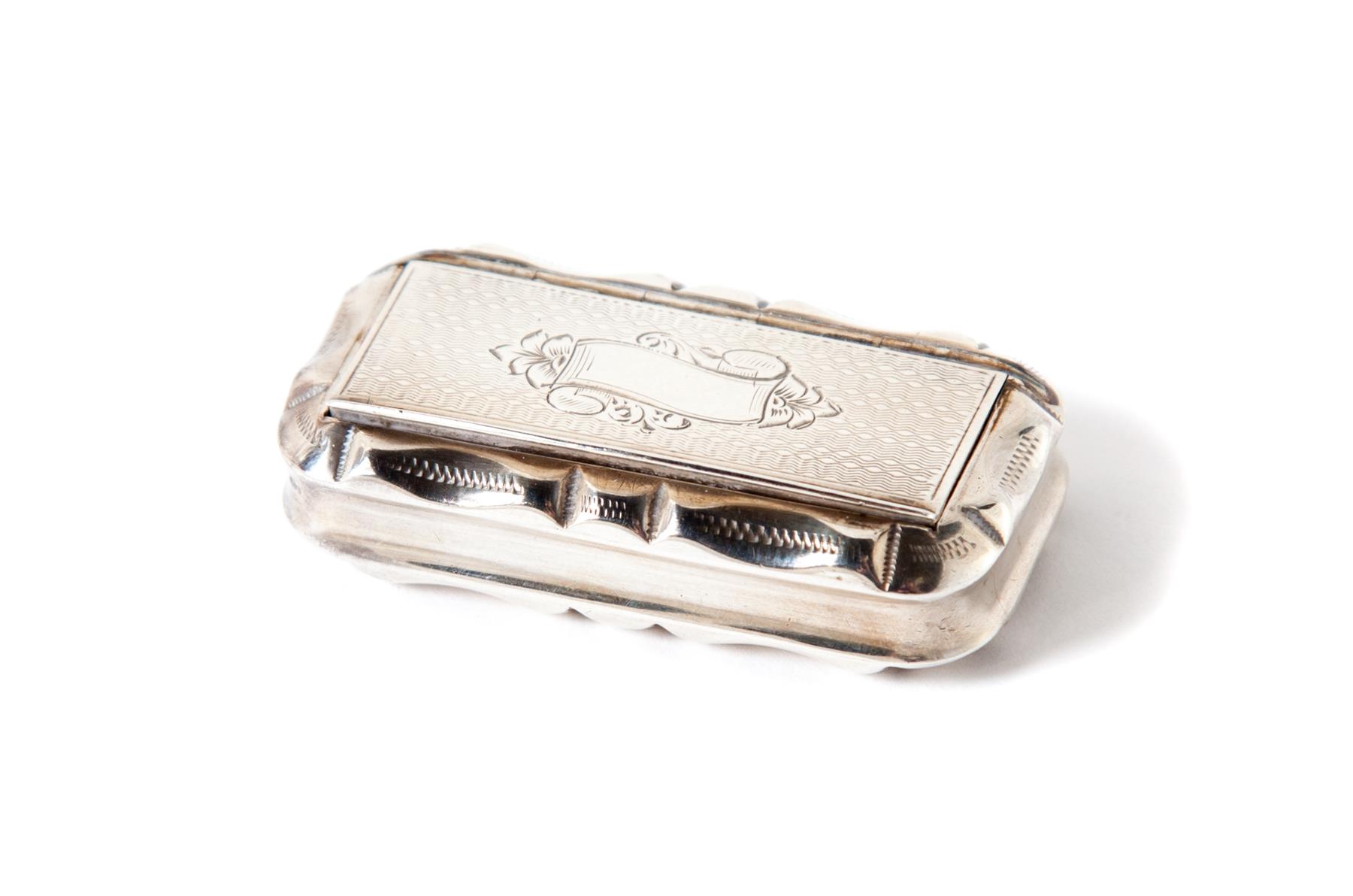 Appraisal: STERLING SILVER VINAIGRETTE POSSIBLY FRENCH Nineteenth century Long rectangular case