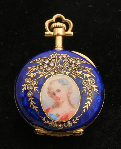 Appraisal: KY Blue enamel over gold Porcelain face Bezel and rear