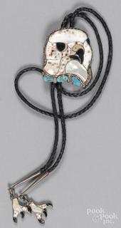 Appraisal: Ray Eva Wyaco Zuni eagle bust bolo tie with she