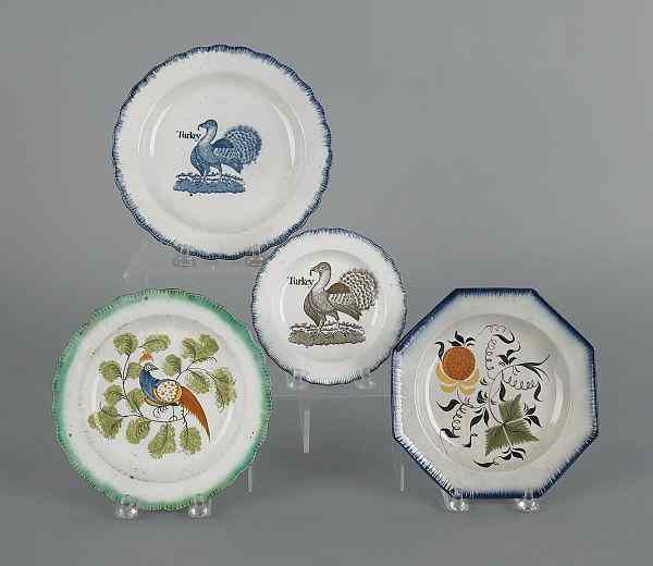 Appraisal: Four pearlware feather edge plates ca to include two examples