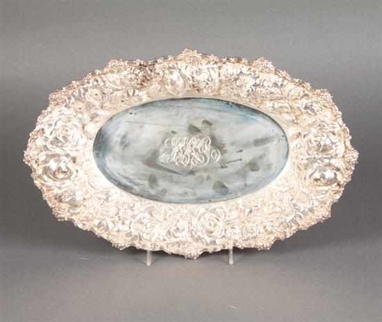 Appraisal: American repousse sterling silver bread tray Stieff Silver Co Baltimore