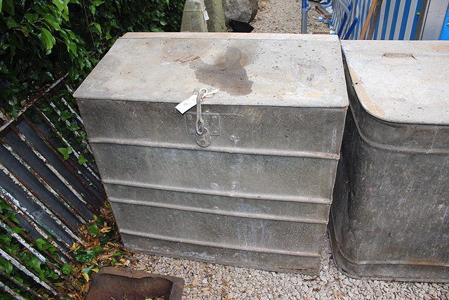 Appraisal: AN OLD GALVANIZED GRAIN BIN cm wide x cm high