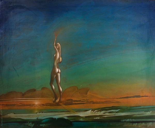 Appraisal: Gilbert Stone American - Untitled Woman in the Sky signed