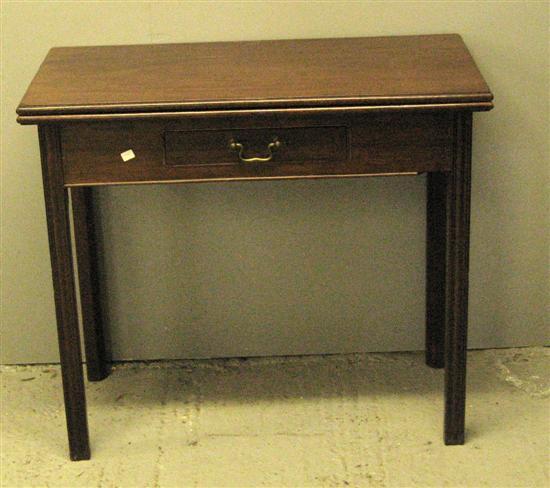 Appraisal: George III mahogany folding tea table with a single drawer