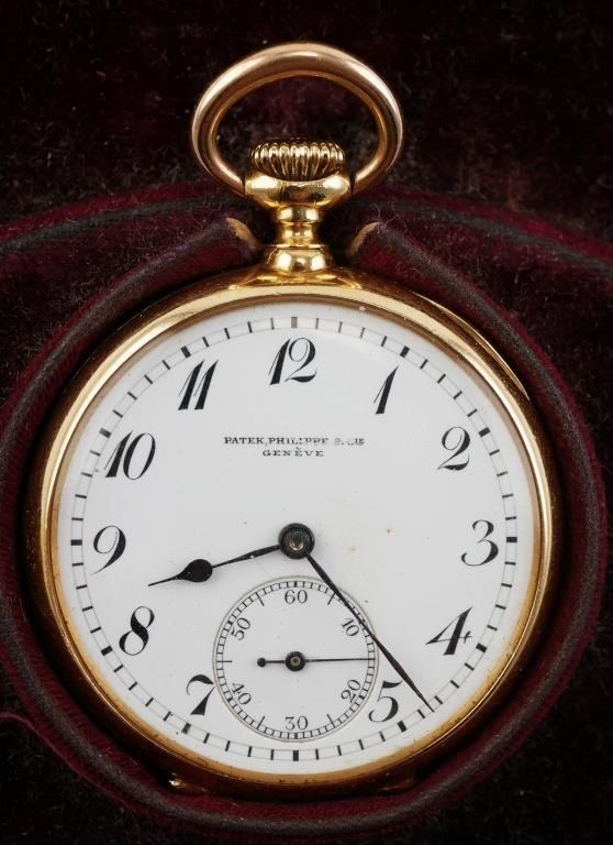 Appraisal: Circa K yellow gold Patek Philippe pocket watch Enamel monogram