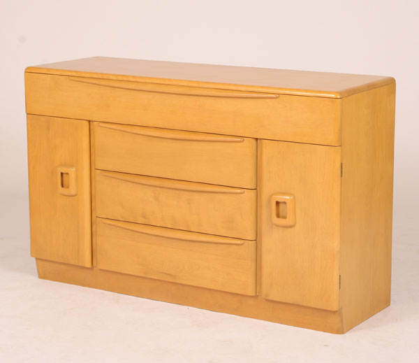 Appraisal: Heywood Wakefield Wheat drawer server credenza with side drawers and