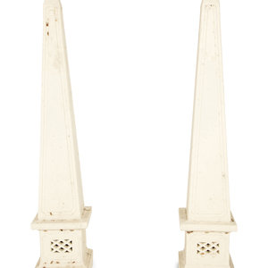 Appraisal: A Pair of Cast Stone Obelisks th Century Height inches