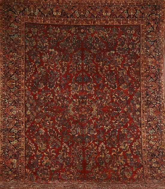 Appraisal: Sarouk Rug Second Quarter th Century Red ground with floral