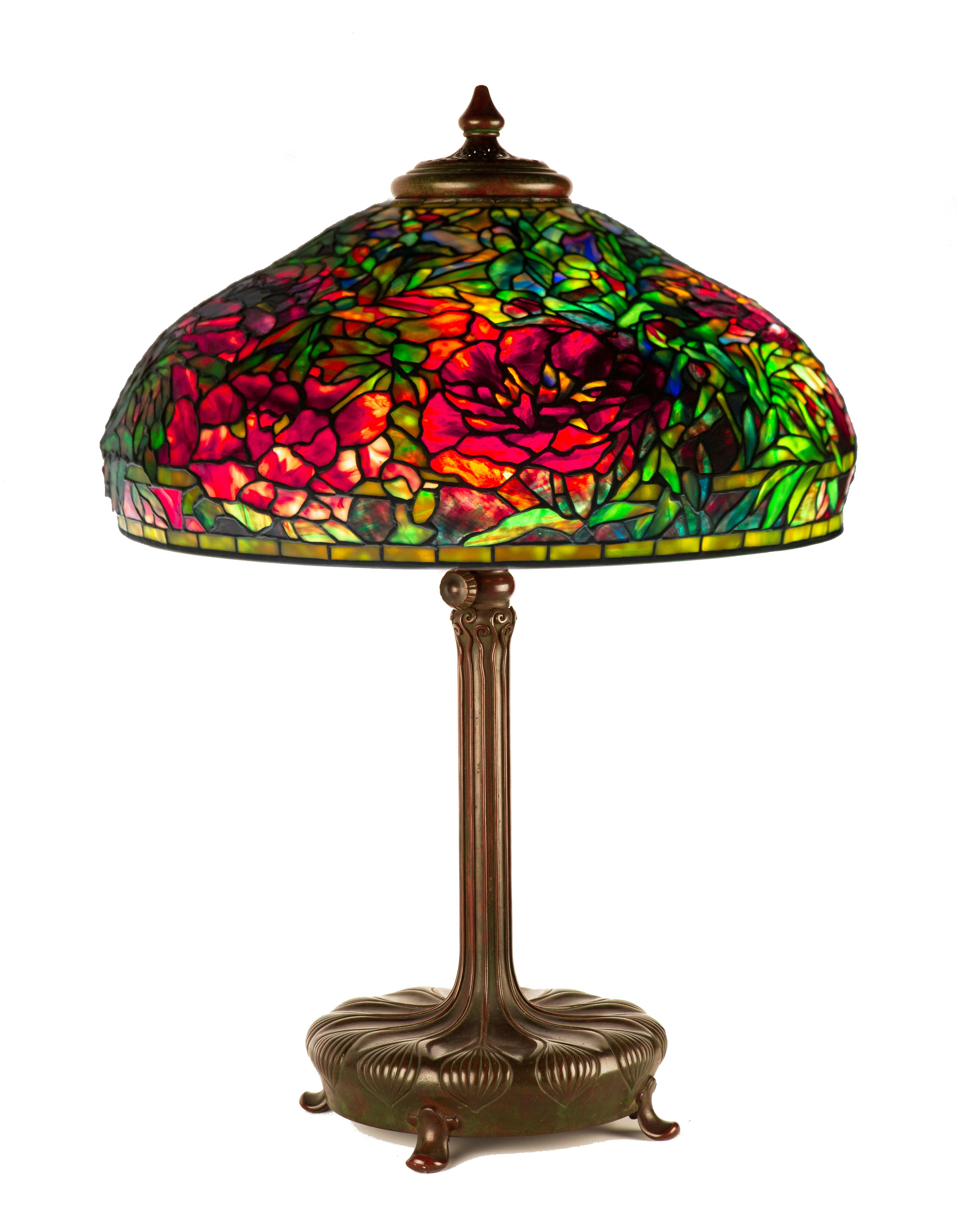 Appraisal: FINE RARE TIFFANY STUDIOS NEW YORK ELABORATE PEONY TABLE LAMP