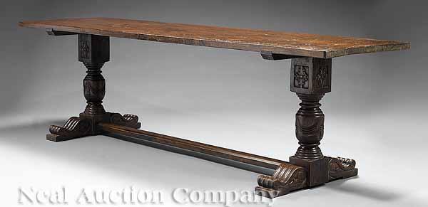 Appraisal: A Good Italian Renaissance-Style Carved Walnut Refectory Table rectangular top