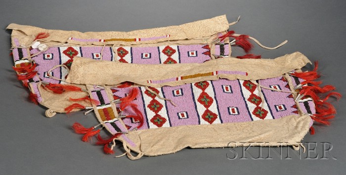 Appraisal: Pair of Plains Beaded Hide Possible Bags c early th